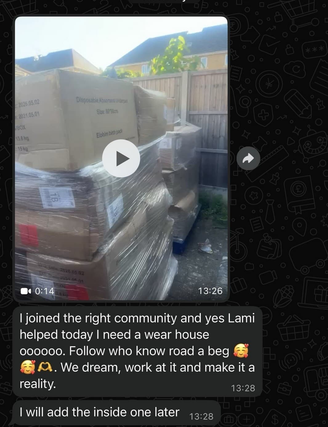 Photo of packed stock pallets in a garden